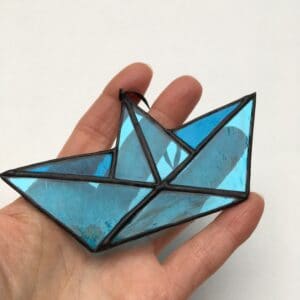 Origami bateau vitrail Tiffany – Suncatcher – bleus